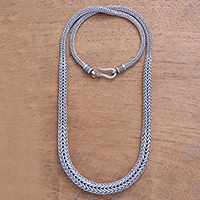 Sterling silver chain necklace, 'Sanca Snake' - Sterling Silver Naga Chain Necklace from Bali