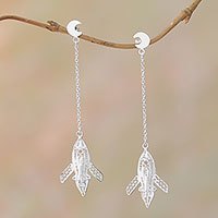 Sterling silver filigree dangle earrings,