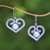 Cultured pearl dangle earrings, 'Center of Love' - Heart-Shaped Cultured Pearl Dangle Earrings from Bali thumbail