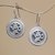 Sterling silver dangle earrings, 'Word of Omkara' - Circular Om Sterling Silver Dangle Earrings from Bali thumbail