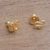 Gold plated sterling silver stud earrings, 'Golden Leo' - 18k Gold Plated Sterling Silver Leo Stud Earrings (image 2b) thumbail