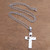 Sterling silver pendant necklace, 'Lovely Cross' - Love-Themed Sterling Silver Cross Necklace from Bali thumbail