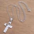Sterling silver pendant necklace, 'Lovely Cross' - Love-Themed Sterling Silver Cross Necklace from Bali (image 2b) thumbail