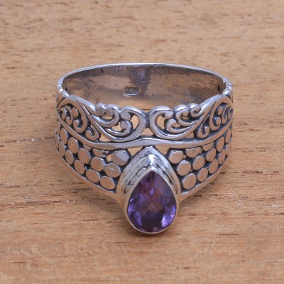 Amethyst cocktail ring, Temple Stones