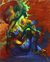 'Green Woman' - Multicolored Expressionist Painting of a Nude Woman thumbail