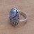Rainbow moonstone cocktail ring, 'Shield of the Gods' - Oval Rainbow Moonstone Cocktail Ring from Bali (image 2b) thumbail