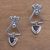 Garnet dangle earrings, 'Triangle Dew' - Triangular Garnet Dangle Earrings from Bali (image 2c) thumbail
