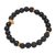 Gold accented onyx beaded stretch bracelet, 'Dark Skull' - Gold Accented Onyx Skull Beaded Stretch Bracelet from Bali (image 2c) thumbail