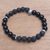 Onyx beaded stretch bracelet, 'Dark Skull' - Dark Onyx Skull Beaded Stretch Bracelet from Bali (image 2b) thumbail