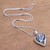 Sterling silver pendant necklace, 'Heart Flower' - Floral Heart-Shaped Sterling Silver Pendant Necklace (image 2b) thumbail