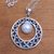Cultured pearl pendant necklace, 'Glowing Ring' - Seed Pattern Cultured Pearl Pendant Necklace from Bali (image 2b) thumbail