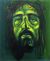 'Jesus Christ' - Signed Expressionist Painting of Jesus in Green from Bali thumbail