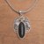 Onyx and citrine pendant necklace, 'Monolithic Oval' - Onyx and Citrine Pendant Necklace from Bali thumbail