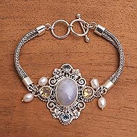 Multi-gemstone pendant bracelet,