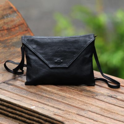 Leather sling, Stylish Envelope in Charcoal