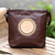 Leather shoulder bag, 'Lotus Carrier in Mahogany' - Floral Pattern Leather Shoulder Bag from Bali (image 2) thumbail