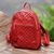 Leather backpack, 'Truntum Pattern' - Truntum Pattern Leather Backpack in Crimson from Bali thumbail