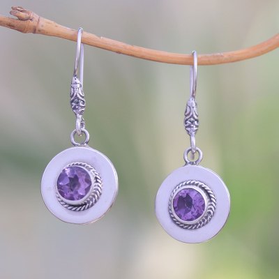 Amethyst dangle earrings, Sparkling Frames