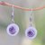 Amethyst dangle earrings, 'Sparkling Frames' - Circular Amethyst Dangle Earrings from Bali thumbail