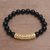 Men's gold accented onyx beaded pendant bracelet, 'Vine Arch' - Gold Accent Onyx Beaded Pendant Bracelet from Bali thumbail