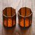 Glass and brass candle holders, 'Malioboro Glow' (pair) - Glass and Brass Candle Holders in Brown from Java (Pair) (image 2) thumbail