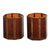 Glass and brass candle holders, 'Malioboro Glow' (pair) - Glass and Brass Candle Holders in Brown from Java (Pair) thumbail