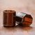 Glass and brass candle holders, 'Malioboro Glow' (pair) - Glass and Brass Candle Holders in Brown from Java (Pair) (image 2b) thumbail