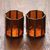 Glass and brass candle holders, 'Malioboro Glow' (pair) - Glass and Brass Candle Holders in Brown from Java (Pair) (image 2c) thumbail