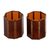 Glass and brass candle holders, 'Malioboro Glow' (pair) - Glass and Brass Candle Holders in Brown from Java (Pair) (image 2e) thumbail