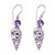 Amethyst dangle earrings, 'Brightest Beauty' - Floral Drop Amethyst Dangle Earrings Crafted in Bali (image 2a) thumbail