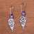 Amethyst dangle earrings, 'Brightest Beauty' - Floral Drop Amethyst Dangle Earrings Crafted in Bali (image 2b) thumbail