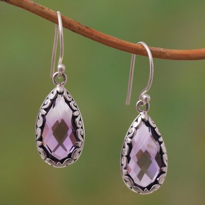 Amethyst dangle earrings, Glimmering Swirls