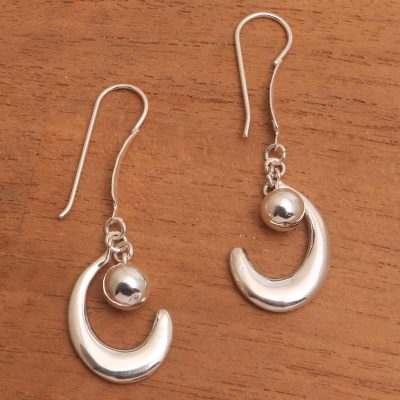 Sterling silver dangle earrings, Cradled by the Moon