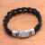 Leather braided wristband bracelet, 'Ubud Braid' - Leather Braided Wristband Bracelet in Black from Bali thumbail
