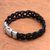 Leather braided wristband bracelet, 'Ubud Braid' - Leather Braided Wristband Bracelet in Black from Bali (image 2b) thumbail