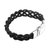 Leather braided wristband bracelet, 'Ubud Braid' - Leather Braided Wristband Bracelet in Black from Bali (image 2c) thumbail