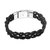 Leather braided wristband bracelet, 'Ubud Braid' - Leather Braided Wristband Bracelet in Black from Bali (image 2d) thumbail