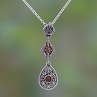 Citrine pendant necklace, 'Dusk Charm' - Citrine Pendant Necklace from Bali