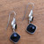 Onyx dangle earrings, 'Midnight Vision' - 5-Carat Onyx Dangle Earrings Crafted in Bali (image 2b) thumbail