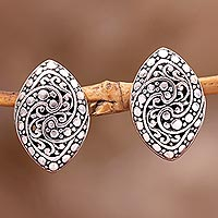 Sterling silver drop earrings, 'Sukawati Garden' - Intricate Sterling Silver Drop Earrings from Bali