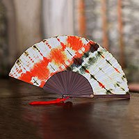 Tie-dyed cotton fan,