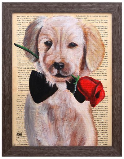 'Golden Retriever' - Signed Painting of a Golden Retriever from Bali
