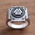 Men's sterling silver signet ring, 'Bold Valknut' - Men's Sterling Silver Odin's Knot Signet Ring from Bali thumbail