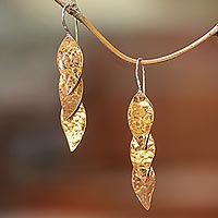 Copper dangle earrings, 'Modern Glisten' - Modern Copper Dangle Earrings Handcrafted in Bali