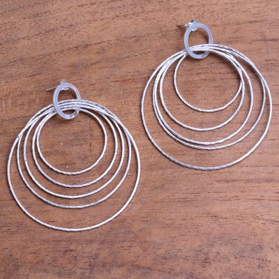 Sterling silver dangle earrings, Glistening Rings
