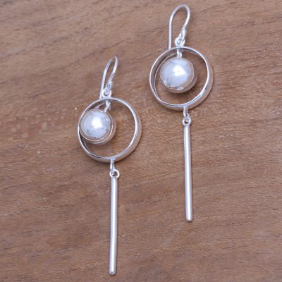 Sterling silver dangle earrings, Circular Elegance