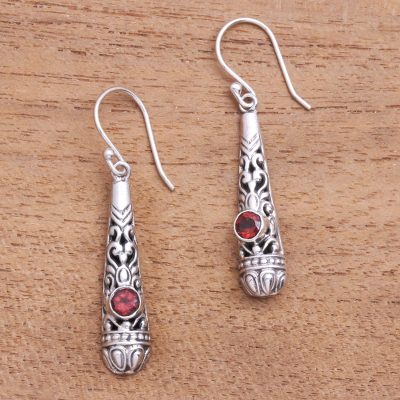 Garnet dangle earrings, Sparkling Pillars