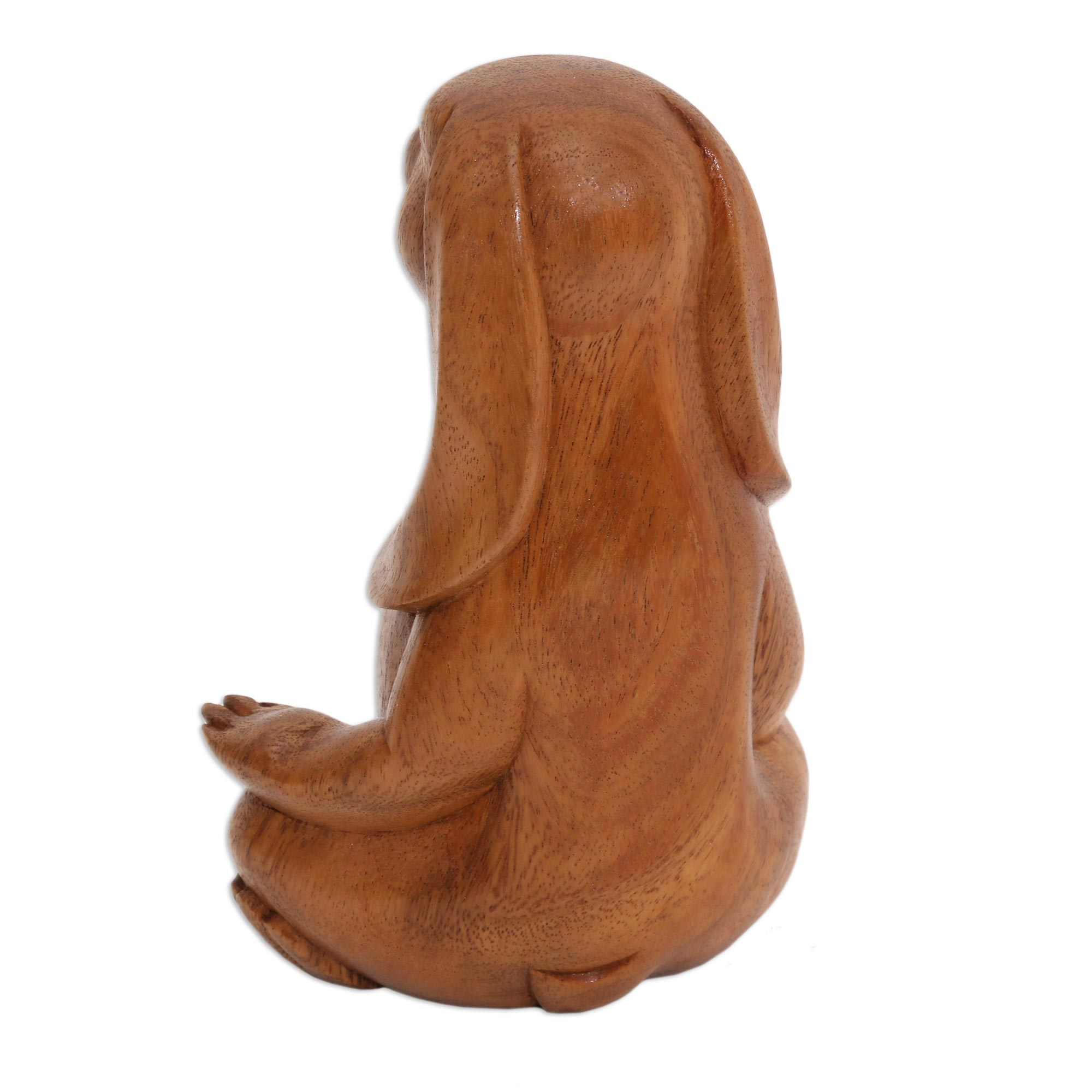 UNICEF Market Suar Wood Yoga Bunny Sculpture From Bali Pregnant