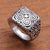 Sterling silver signet ring, 'Windy Curls' - Curl Pattern Sterling Silver Signet Ring from Bali (image 2b) thumbail