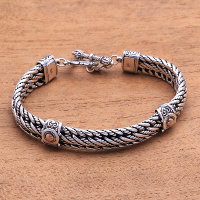 Gold accented sterling silver chain bracelet, Bold Royal